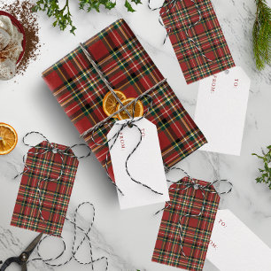 Étiquette Cadeau Plaid Rouge Classique des Fêtes d