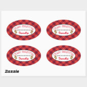 Étiquette Cadeau Plaid Rouge Festif & Cloches (Feuille)