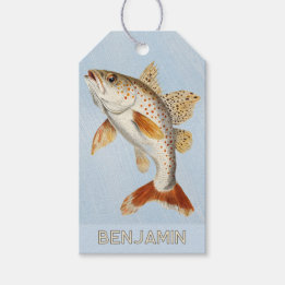 Étiquette Cadeau Poisson Nageant Océan Bleu