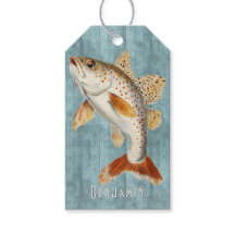 Étiquette Cadeau Poisson Nageant Océan Bleu