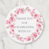 Étiquette cadeau pour baby shower à fleurs roses (Devant)