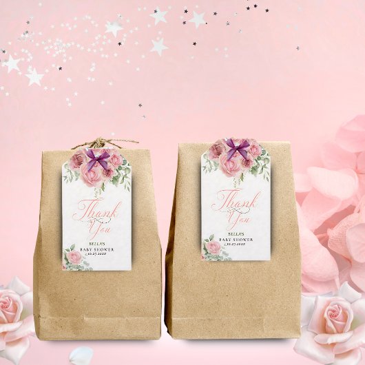 Étiquette cadeau pour Baby Shower Fille Bébé en fl