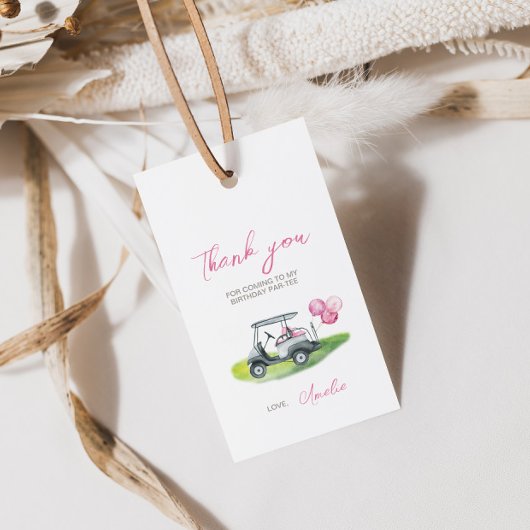 Étiquette cadeau pour fête de golf rose