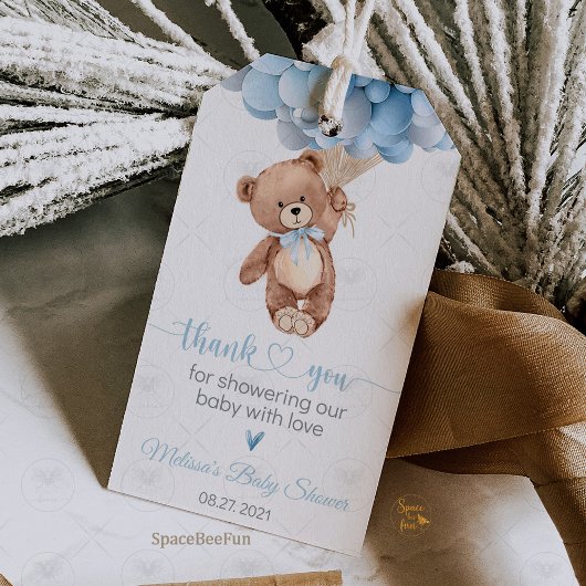 Étiquette cadeau pour une baby shower Nounours