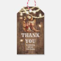 Étiquette cadeau pour une fête Western Country Boo