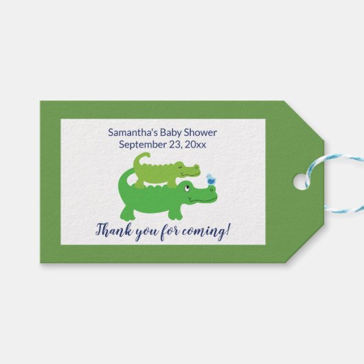 Étiquette cadeau Preppy Alligator pour les anniver (Devant (Horizontal))