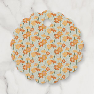 Étiquette-cadeau Pretty retro muted 1970 s flowers