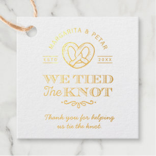 Étiquette-cadeau Pretzel Nous Avons Lié Les Balises Foil Mariage De