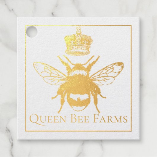 Étiquette-cadeau Queen Bee Gold Foil Apiary Business Holiday (Devant)