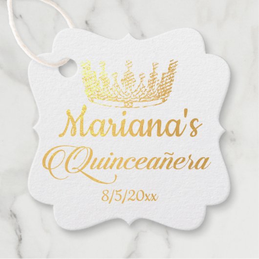 Étiquette-cadeau Quinceanera Princess Crown Foil (Devant)