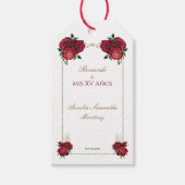 Étiquette cadeau Quinceañera rouge, blanc (Devant)