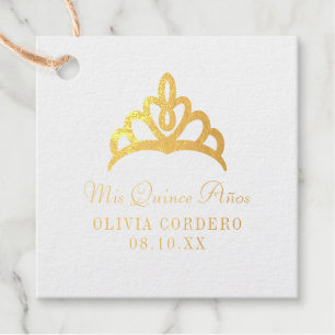 Étiquette-cadeau Quinceañera Tiara Foil