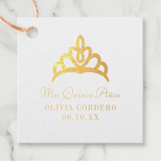 Étiquette-cadeau Quinceañera Tiara Foil (Devant)