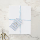 Étiquette Cadeau Rayures Aquarelle Bleu Clair (Avec de laficelle)