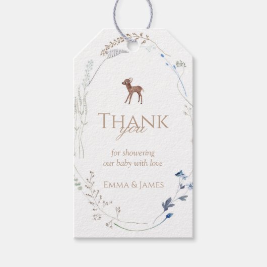 Étiquette cadeau Rectangle Woodland Deer Wildflowe (Devant)