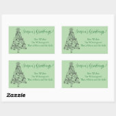 Étiquette cadeau rectangulaire de Noël Arbre Vert (Feuille)
