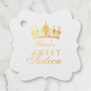 Étiquette-cadeau Rose Gold Foil Sweet 16 Sparkle Anniversaire