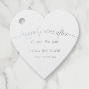 Étiquette-cadeau Rose Gold Script Mariage Argent À Jamais Heureux
