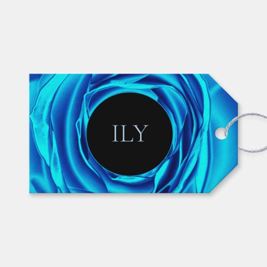 Étiquette cadeau Rose Métallisé Bleu (Devant (Horizontal))