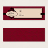 Étiquette cadeau rouge Brocade Christmas (Devant & derrière)