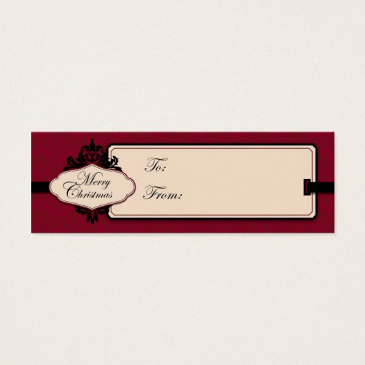 Étiquette cadeau rouge Brocade Christmas (Devant)