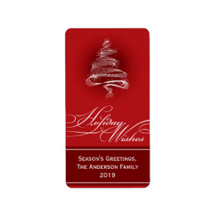 Étiquette Cadeau rouge de scintillement T de remous d'arbre