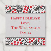 Étiquette-cadeau Salutation de vacances Holly Berries Noël moderne (Dos)