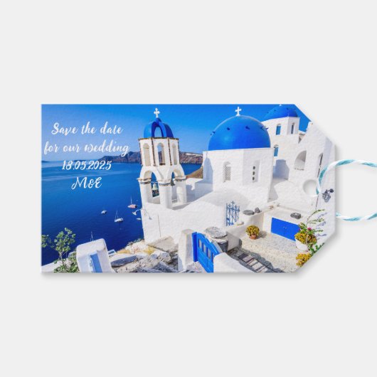 Étiquette Cadeau Santorin (Devant (Horizontal))