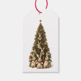 ÉTIQUETTE CADEAU SAPIN DE NOËL AVEC LAPINS