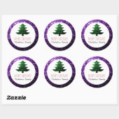 Étiquette cadeau sapin de Noël vert violet foncé s (Feuille)