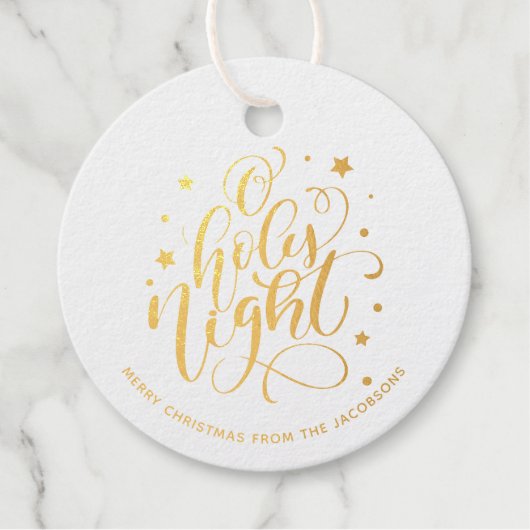 Étiquette-cadeau Script moderne O Saint Nuit Noël (Devant)