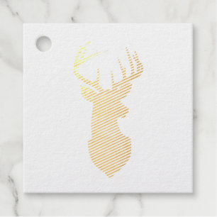 Étiquette-cadeau Silhouette de cerf à huile or avec Antlers majestu