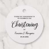 Étiquette-cadeau Silver Foil Christening Baby fille Merci (Dos)