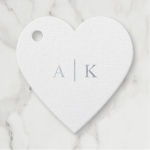 Étiquette-cadeau Simple Mariage Monogramme Real Silver Foil Heart
