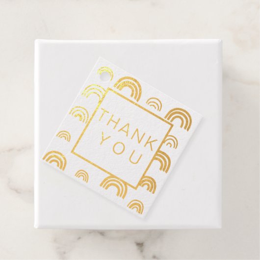 Étiquette-cadeau Simple moderne Rainbow Gold Bordure Mariage RSVP (Avec boite)