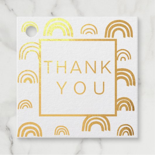 Étiquette-cadeau Simple moderne Rainbow Gold Bordure Mariage RSVP (Devant)
