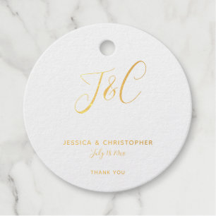 Étiquette-cadeau Simple Monogramme Elegant Gold Foil Minimaliste ch