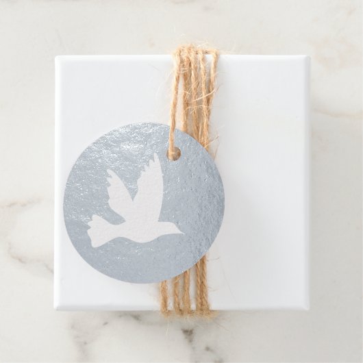 Étiquette-cadeau Simple silhouette d'oiseau volant à colombe blanch (Avec boite)