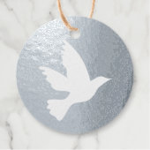 Étiquette-cadeau Simple silhouette d'oiseau volant à colombe blanch (Devant)