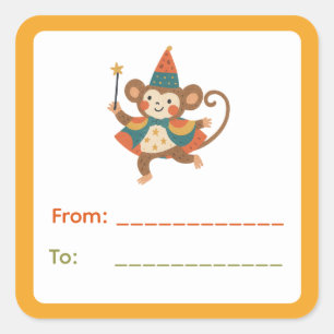 Étiquette Cadeau Singe de Cirque