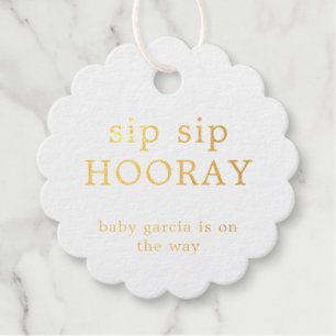 Étiquette-cadeau Sip Sip Hooray Simple Gold Foil Baby shower