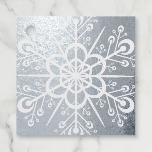 Étiquette-cadeau Snowflake Couper Custom Real Silver ou Gold Foil (Devant)