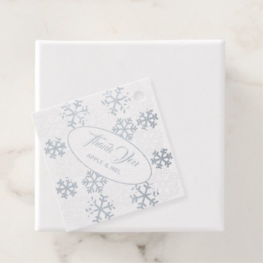 Étiquette-cadeau Snowflakes Silver Foil Merci Favoriser les étiquet (Avec boite)
