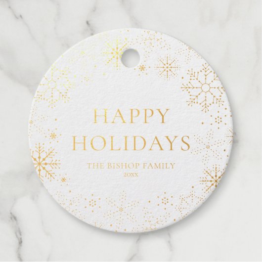 Étiquette-cadeau Snowflakes Whimsical Wreath Holiday (Devant)