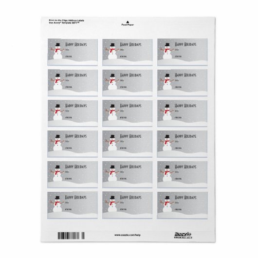 Étiquette cadeau Snowman (Feuille entière)