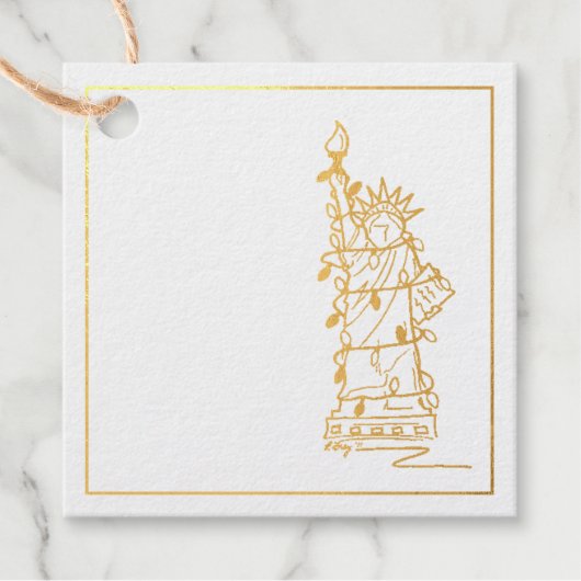 Étiquette-cadeau Statue de la Liberté Noël Hanoukka Holiday (Devant)