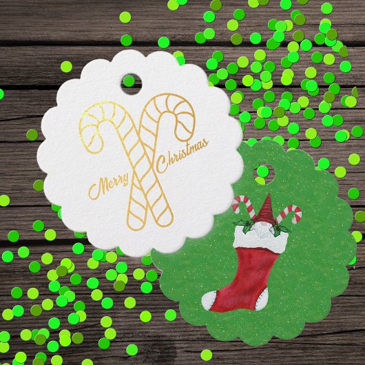 Étiquette-cadeau Sucres de canne d'or Rouge Stocker Gnome Joyeux No
