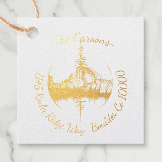 Étiquette-cadeau Timbre d'adresse de forêt pittoresque (Devant)