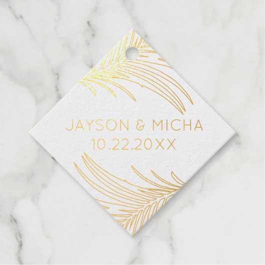 Étiquette-cadeau Tropical Palm Leaf Outline REAL FOIL (Devant)