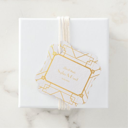 Étiquette-cadeau Unique Gold Black Great Gatsby Art Déco Mariage (Avec boite)